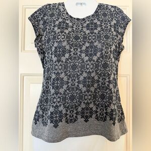 The limited floral blue Gray Patterned Women's Top blouse short sleeve tee shirt